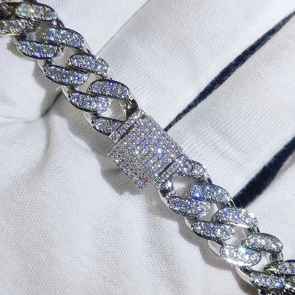 Luxury Jewelry Bling CZ Cuban Link Bracelet Two Row Zircon Copper Miami Cuban Bracelet Iced Out Hip Hop Men Women