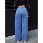 2026 New High Waist Wide Leg Jeans Women Vintage Washed Loose Straight Denim Pants Streetwear Casual Baggy