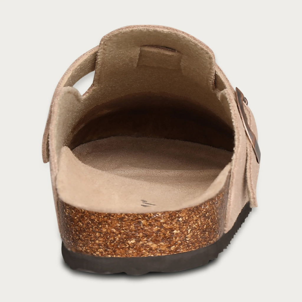 Comwarm Fashion Men's Suede Mules Slippers New Women Clogs Cork Insole Sandals With Arch Support Outdoor Beach Slides Home Shoes