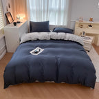 2-side Solid Color Brush Fabric Bed Set 4 Pieces Duvet Cover Pillowcase Bedding Set Bed Sheet Quilt Cover Single Queen King Size