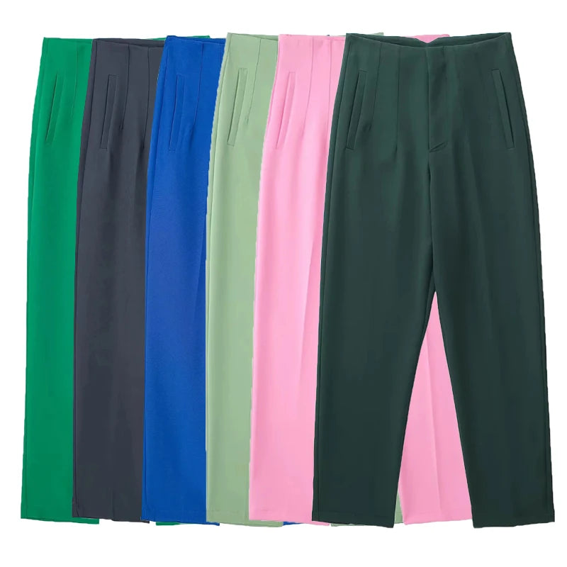 HXAO Fashion Office Wear High waist Pants for Women Formal Pants Office outfits Pencil Trousers Black Pink White Ladies Pants Secondary image
