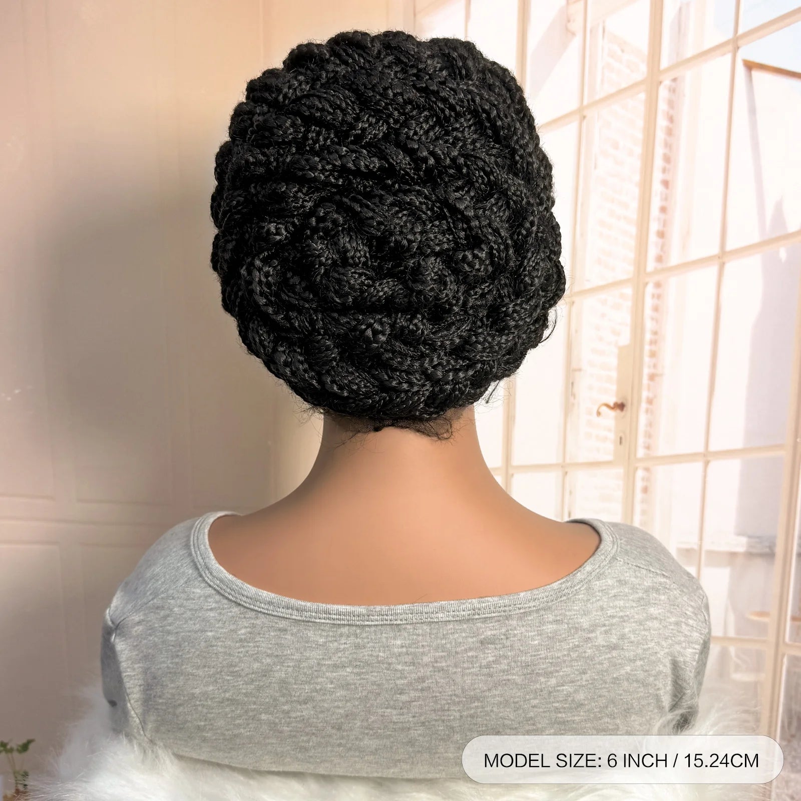 Short Full Lace Braiding Wig Synthetic Cornrow Knotless Box Braided Wigs Natural African Bantu Braids Wig for Black Women