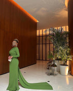 Msikoods Green Mermaid Evening Dress luxurious Customized Long Sleeve Arabic Prom Dress 2025&2026 Women Modest Formal Party Dress