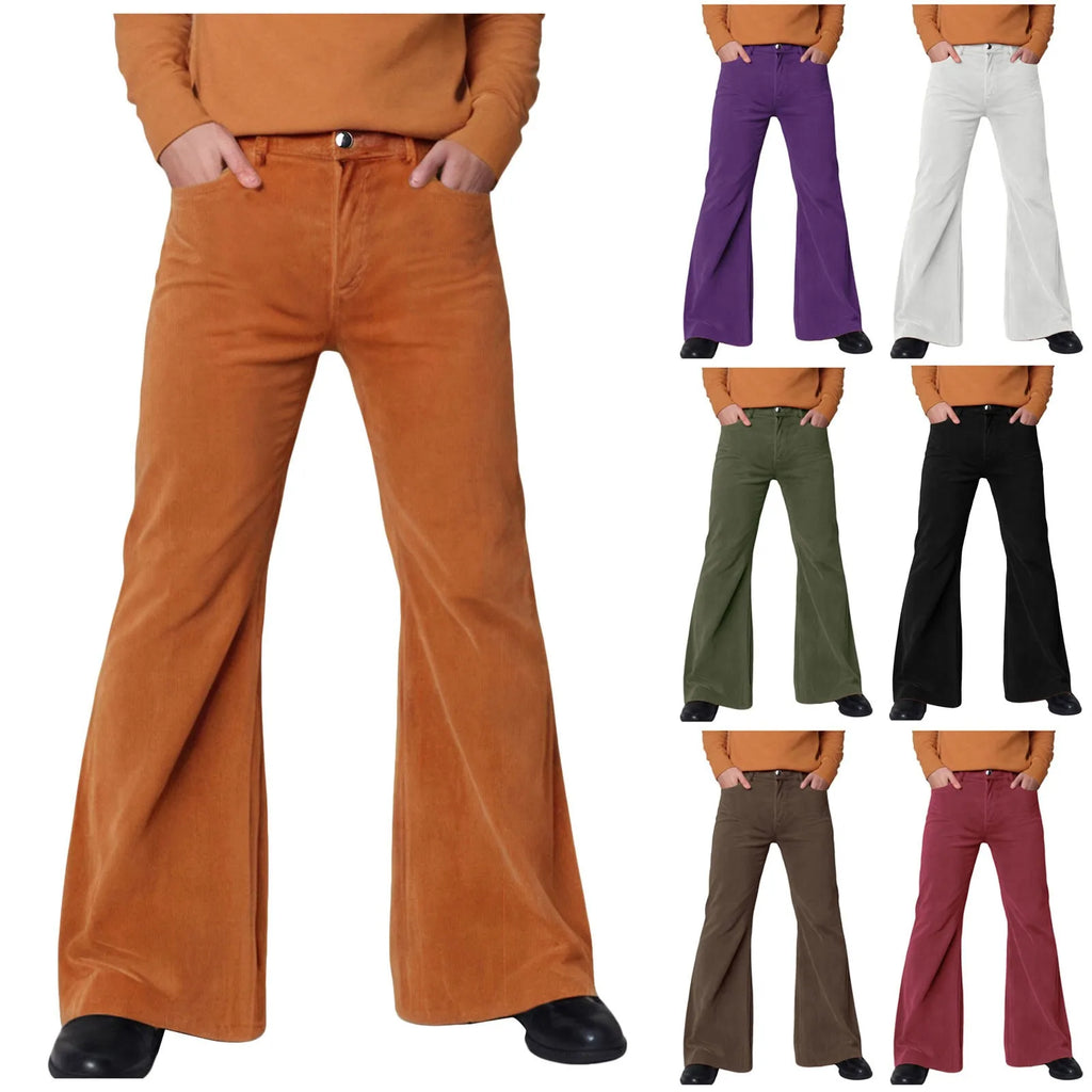 Fall Slim Fit Flared Pants Men Classic Fashion Handsome Long Fittness Trousers Hundred Matching Outdoor Trendy Plush Apparel