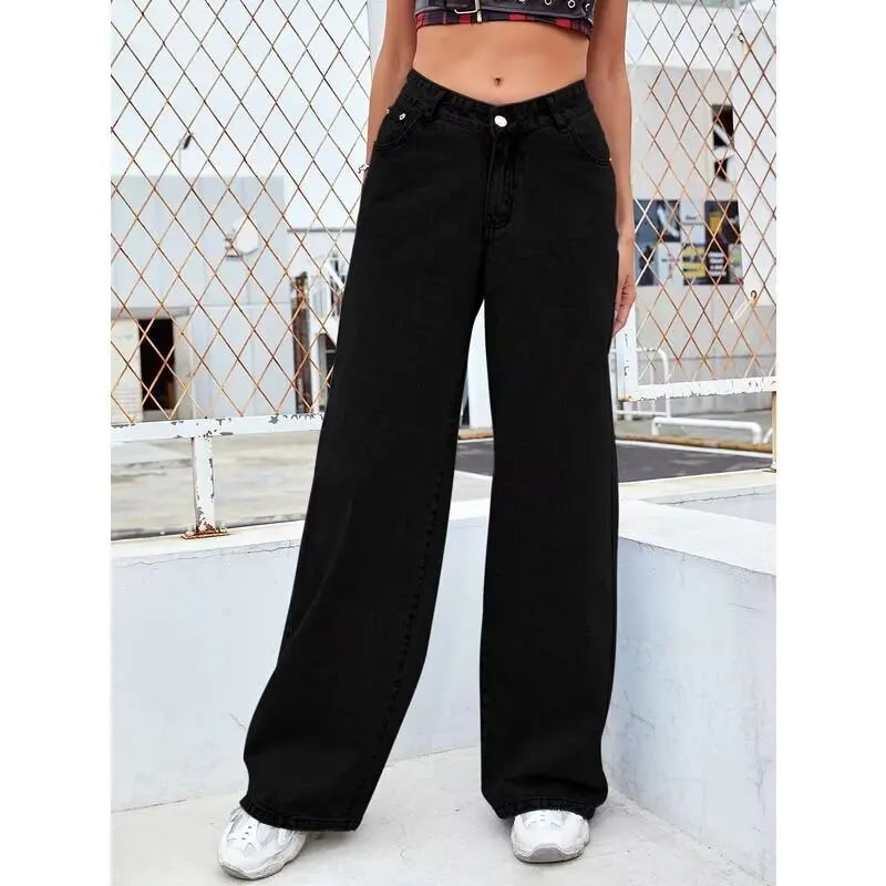 2026 New High Waist Wide Leg Jeans Women Vintage Washed Loose Straight Denim Pants Streetwear Casual Baggy