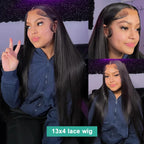 Straight Human Hair Wigs 13X6 Hd Lace Frontal Wig 30 40 Inch 13X4 Brazilian Pre Plucked Front Black Wig For Women 250 Density