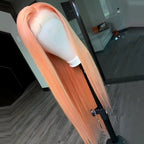 Light Orange Synthetic Lace Front Wig Long Straight Hair Natural Hairline Glueless Wigs For Women Daily Wear Cosplay Orange Wigs