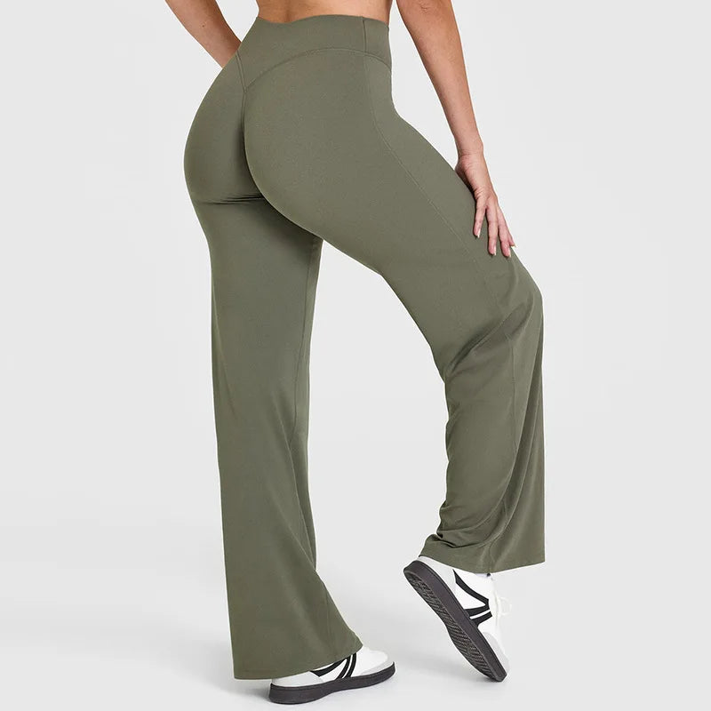 NCLAGEN Straight-Leg Pants Ultra Soft Butter Fabric Women's Mid-Waist Yoga Pants GYM Naked Feel Pilates Running Sport Trousers