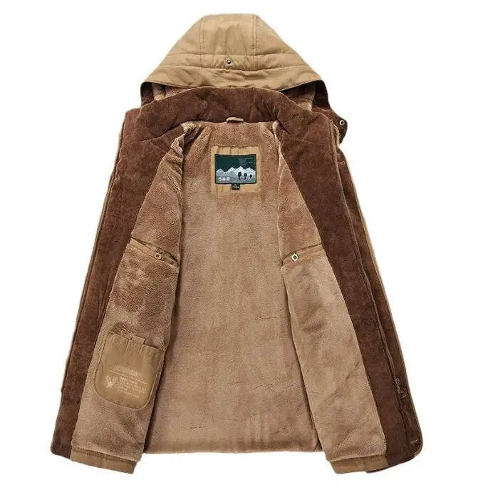 New Men Winter Fleece Warm Thick Windproof Parkas Jackets Coat Men Autumn Fashion Hooded Casual Parkas Men Secondary image