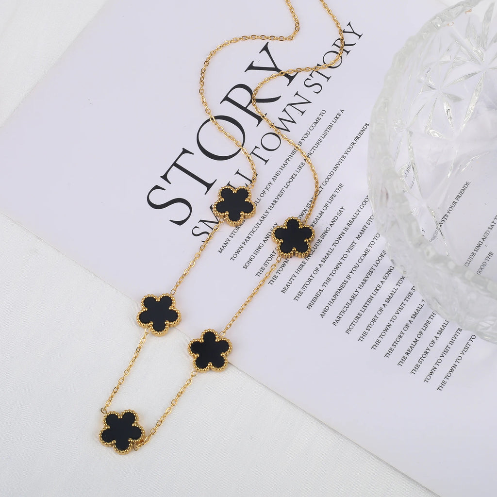Hot Sale Stainless Steel Laser Five Leaf Flower Petal Adjustable Clover Bracelet Classic for Woman Girl Brand Jewelry Party Gift