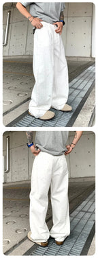 Pants Denim Men Jeans Wide Leg Long Pant Vintage Loose Hot Drilling High Waist Straight Trousers Y2k Streetwear Lace Up Spring