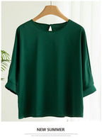 New In Summer Satin Silk Half-Sleeve Tee Tops Basic Solid Women‘s T-Shirt Casual O-neck Thin Shirts Ladies Loose Blouses