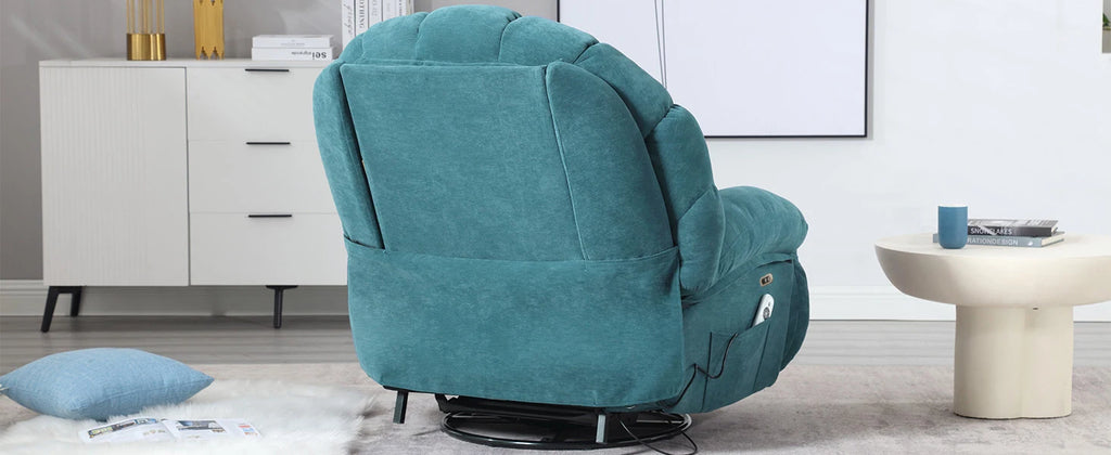 Power Recliner Chair Swivel, Comfortable Soft Fabric Shell Shape with Storage 360 Swivel Electric Big Tall Single Reclining Sofa