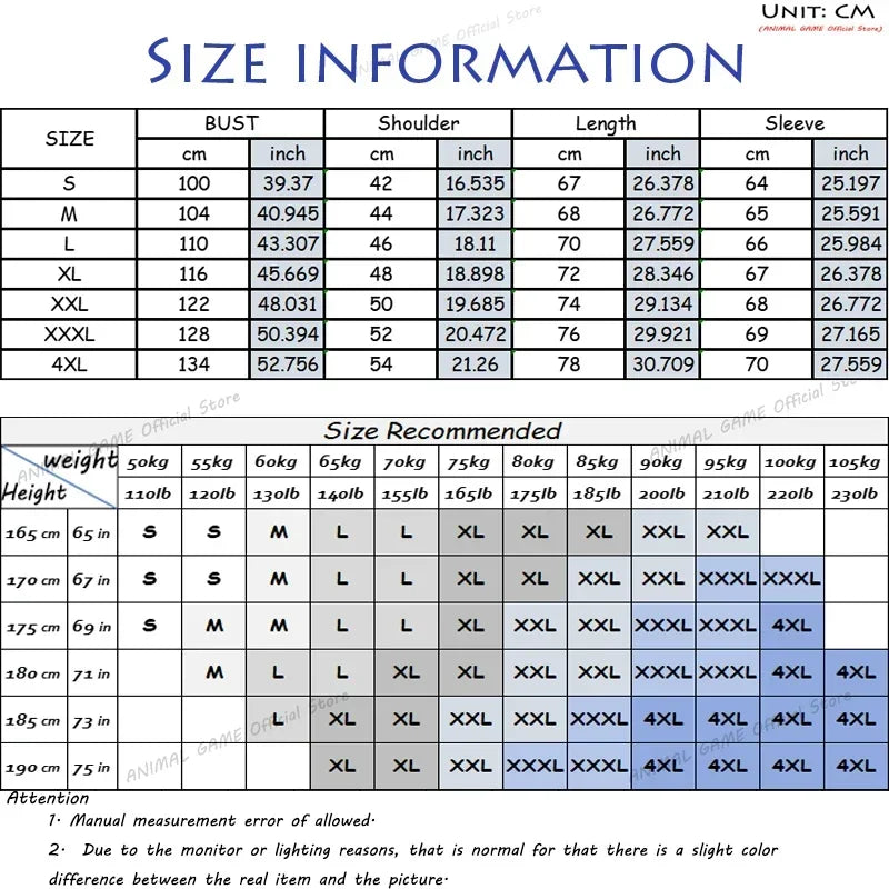 Animal Game Outdoor Men's Casual Sweatshirts Zipper Cardigan Work Jackets Sport Turtleneck Coats Oversize Warm Cycling Jerseys Secondary image