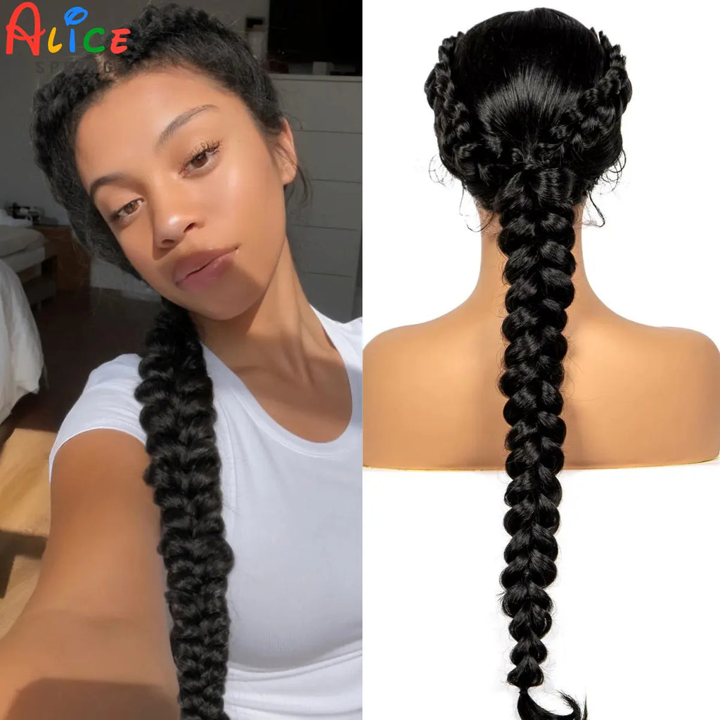 Twist Braided Wigs Synthetic Lace Front Handmade Knotelss Braided Lace Wigs Natural Braidis Wigs with Baby Hair for Black Women