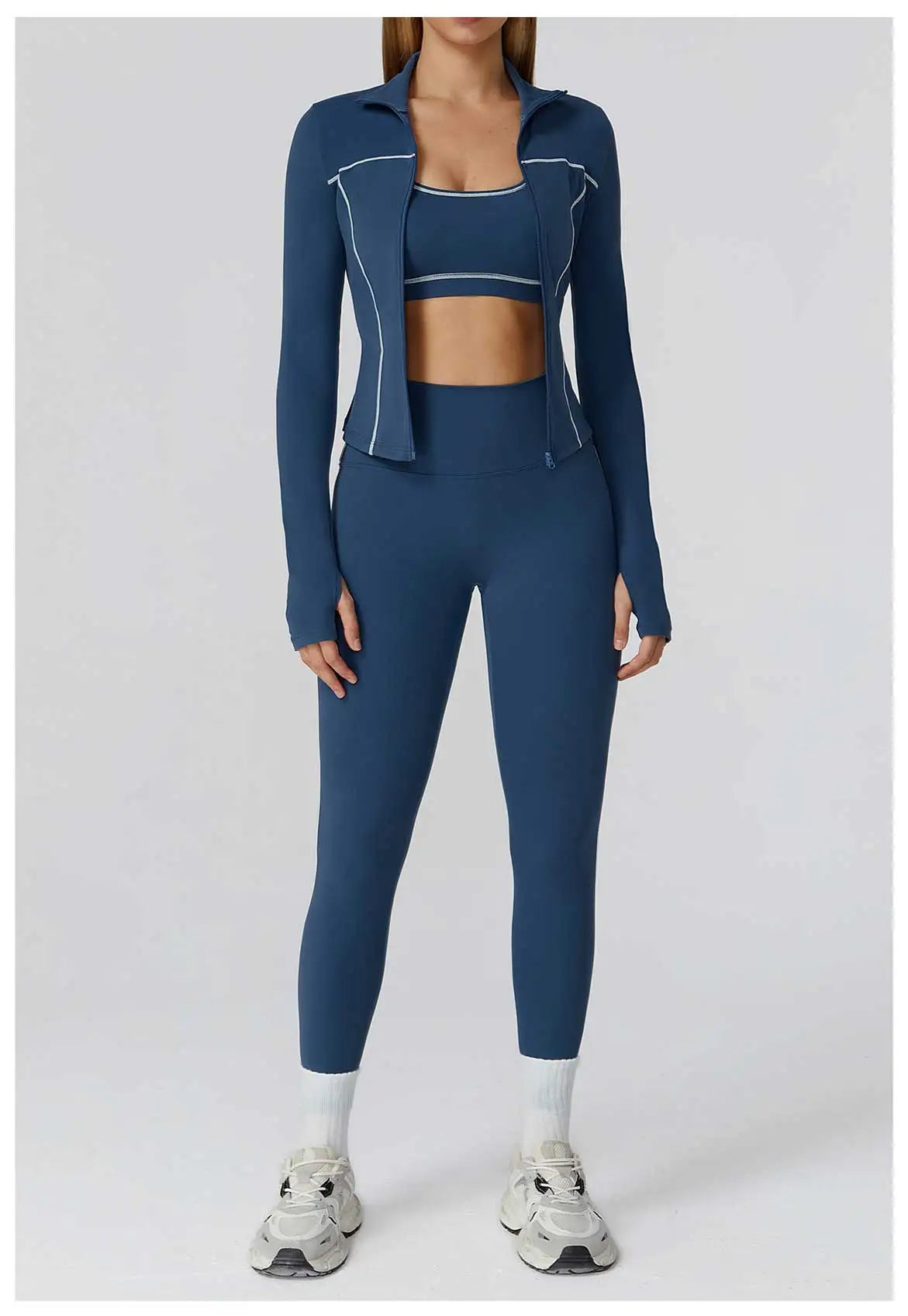 Yoga Set 2/3PCS Sports Outfits Women Clothes Fitness Tracksuit Gym Legging Workout Long Sleeved Female Bra Yoga Suit Sportswear Secondary image