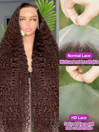 40 Inch Human Hair Wig Deep Wave 13x4Hd Lace Frontal Human Hair Water Wave 100% Lace Front Wig Chocolate Brown Curly Wigs Women