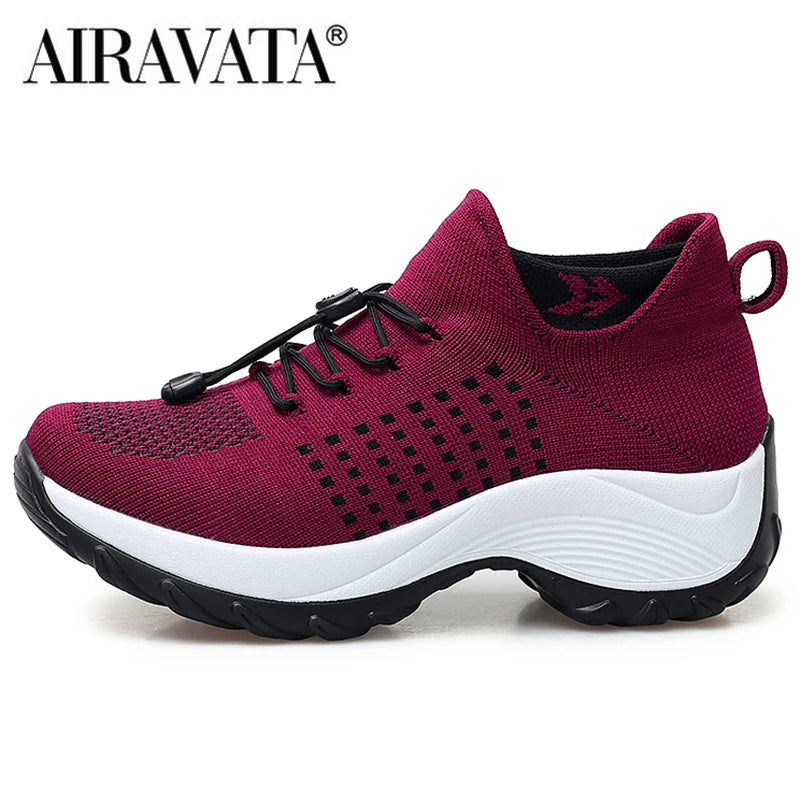 Women Walking Shoes Breathable Fly Weaving Sneakers Non Slip Casual Shoes 7 Color Size 35-45 Main image