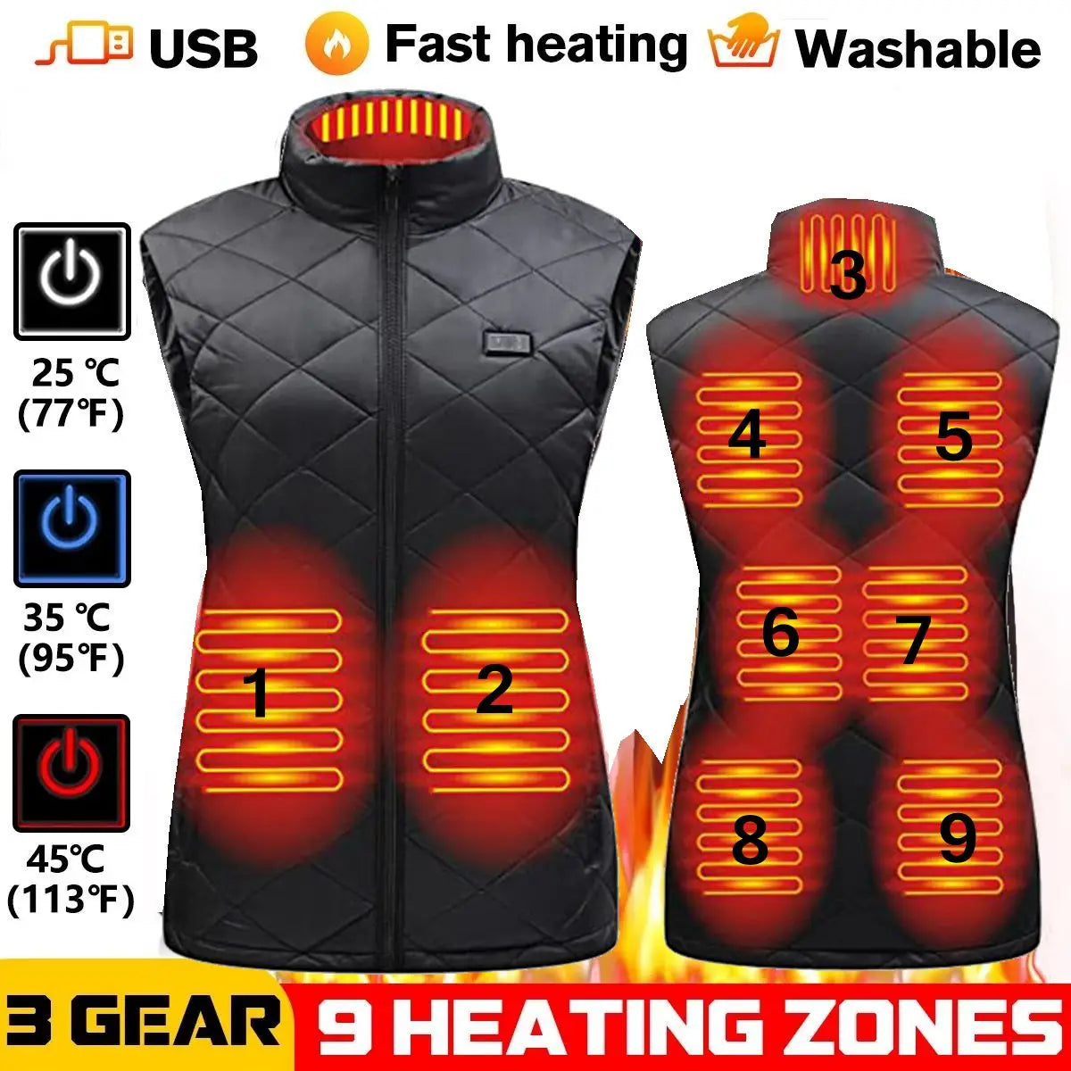 Women Heating Vest Autumn and Winter Cotton Vest USB Infrared Electric Heating suit Women Flexible Thermal Winter Warm Jacket Secondary image