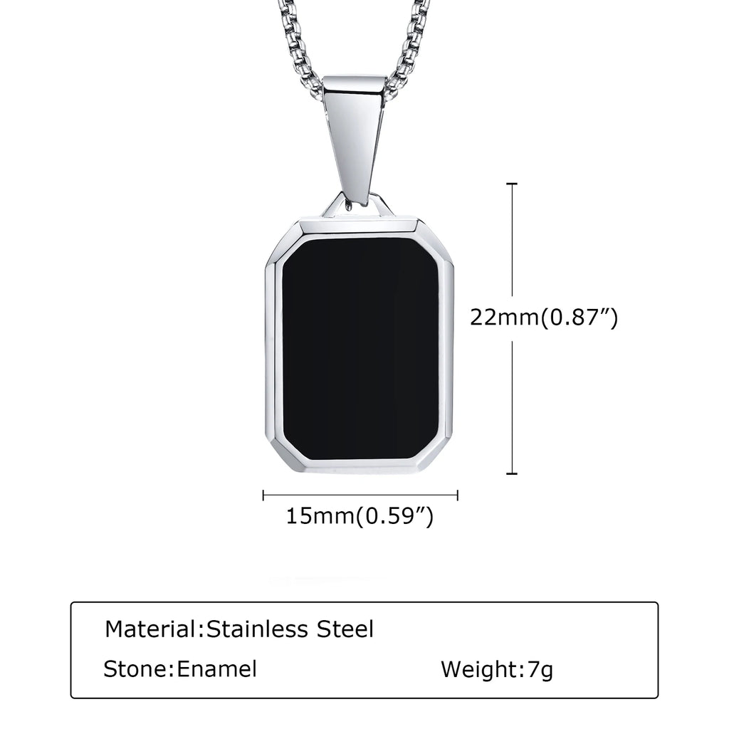 Trendy Pendant Necklaces for Men Boys,Square Natural Stone Stainless Steel Necklaces,Hip Hop Cool Healing Jewelry Gifts