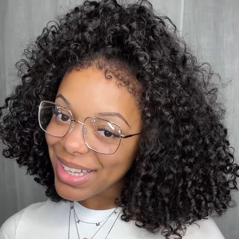 Curly Wigs Bob Wigs Curly Lace Front Human Hair Wigs 100% Bob Hair Wig Human Hair Short Wig 4x4 Closure Human Hair Wig Kinky