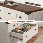 EnHomee 10 Drawer Large Antique Farmhouse wood Dresser and TV Stand with Smooth Metal Rail for Bedroom Storage