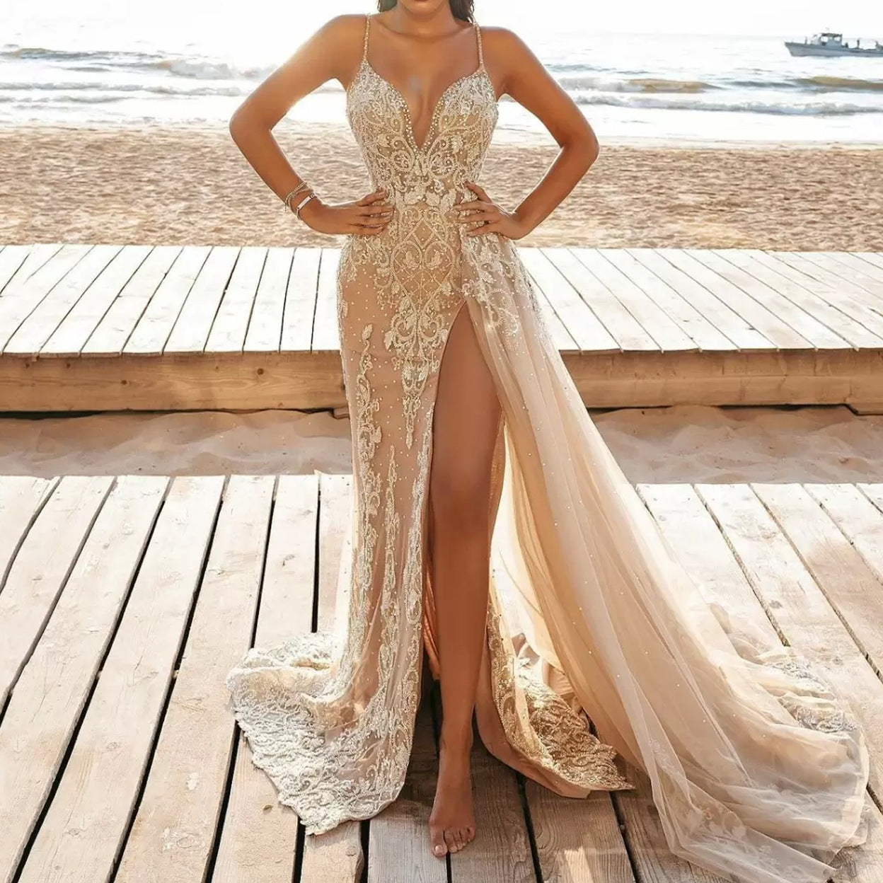 Wedding Party Dress Female Evening Elegant Sexy Deep V Neck Strap Sleeveless Sequined Long Maxi Dresses for Women 2026