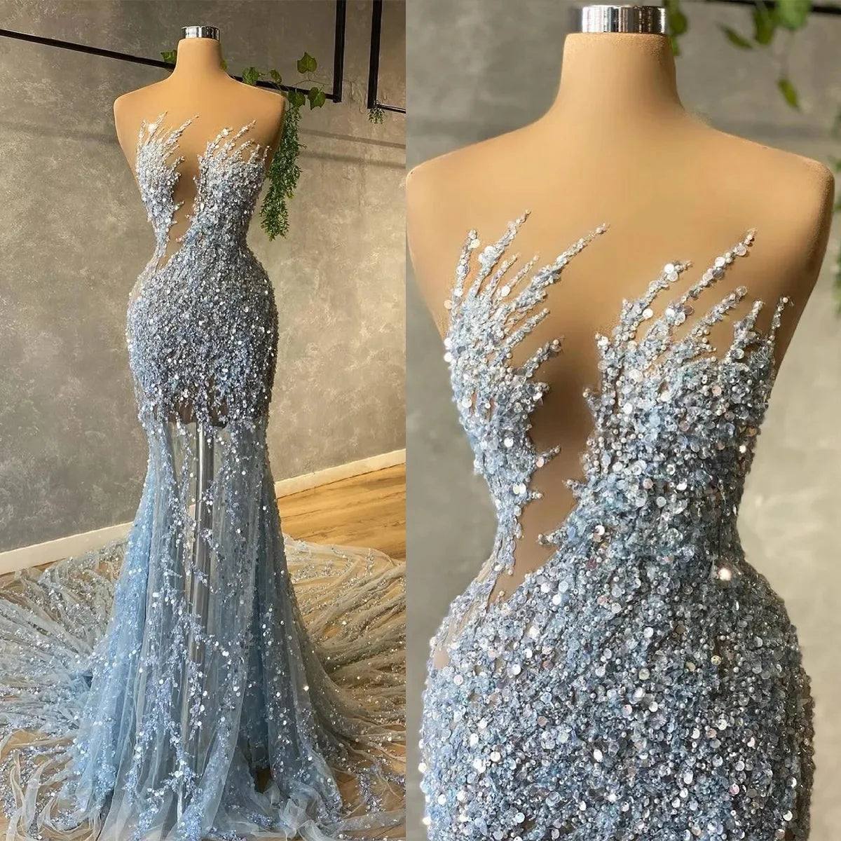 Crystal Cut Out Sweetheart Beading Evening Dresses Mermaid Woman's Sexy Sleeveless Prom Gowns Formal Party Vestidos Customized Main image
