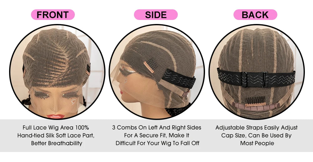 Full Lace Braided Wig with Curly Ends Synthetic Cornrow Braids Wig for Black Women Lace Frontal Afro Knotless Braiding Wigs