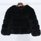 Real Fox Fur Coat Winter Jacket Women O-neck Thick Fashion 2025 & 2026 Natural Fox Fur Raccoon Outerwear Warm Luxury Female Plus Size