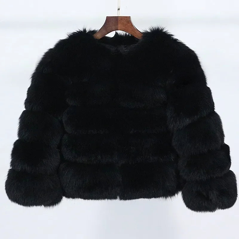 Real Fox Fur Coat Winter Jacket Women O-neck Thick Fashion 2025 & 2026 Natural Fox Fur Raccoon Outerwear Warm Luxury Female Plus Size