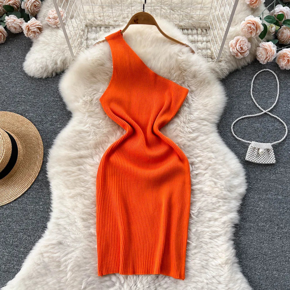 Solid New Chic Fashion Sexy Package Hips Mini Dress Women Summer Slim Elastic Knitted Party Dress Streetwear Lady Outfits