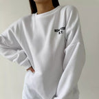 Popular Letter Printing Autumn Winter Loose Versatile Temperament Lazy Style Casual Round Neck Sweatshirt for Women