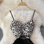 Leopard Print V-neck Sexy Bodycon Mini Dress Women Fashion Spring Autumn Sleeveless Cut Out Waist Backless Party Velvet Dresses