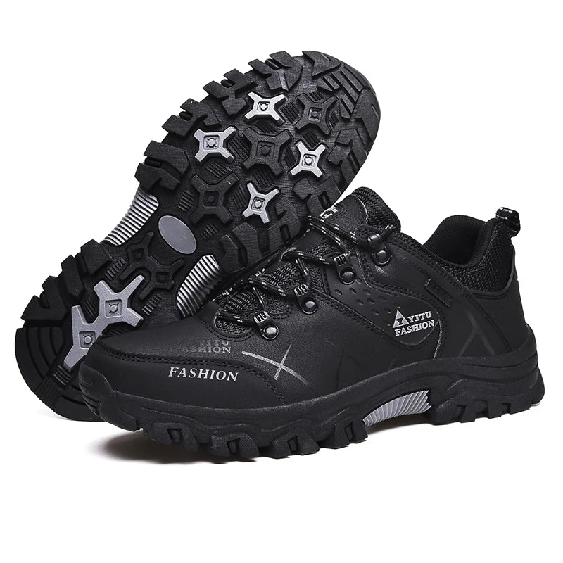 Shoes for Men 2026 New Men Sneakers Leather Waterproof Mountaineering Camping Hiking Shoes Thick Sole Comfortable Running Shoes