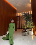 Msikoods Green Mermaid Evening Dress luxurious Customized Long Sleeve Arabic Prom Dress 2025&2026 Women Modest Formal Party Dress