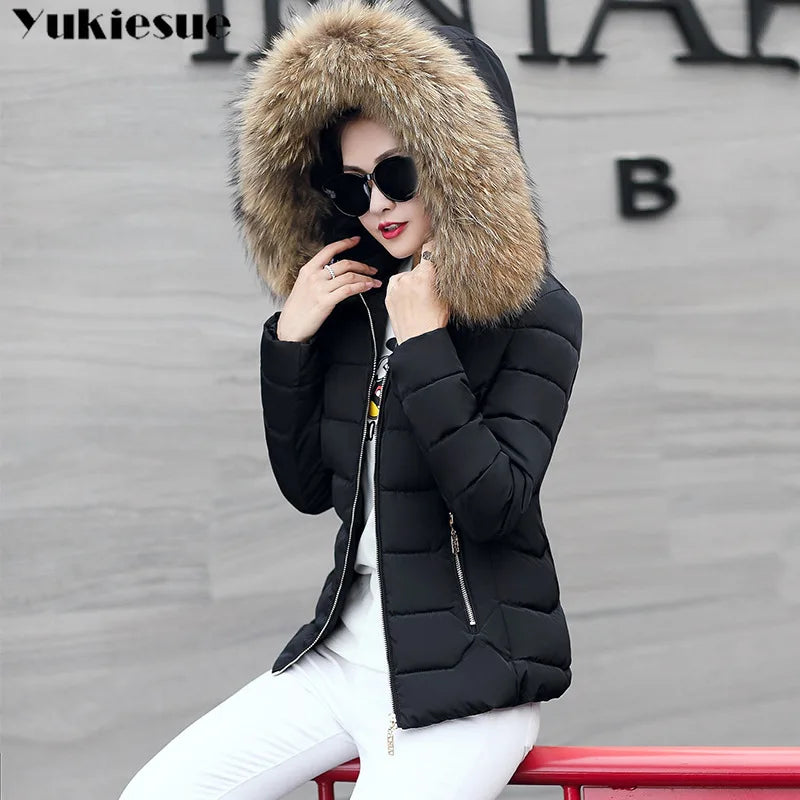2026 Faux Fur Parkas Women Down Jacket clothes Womens Parkas Thicken Outerwear hooded Winter Coat Female Jacket Cotton padded