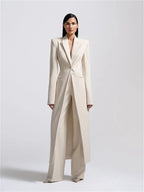 Designer Formal Women Suit Set 2 Piece Blazer+Pants Long Style Wedding Party Prom Dress One Button Customized женский костюм