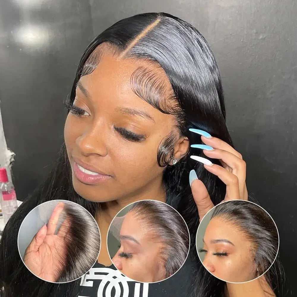 250 Density 13x6 HD Bone Straight Lace Front Wigs Human Hair Brazilian 40 42 Inch Glueless Lace Frontal Human Hair Wigs For Wome