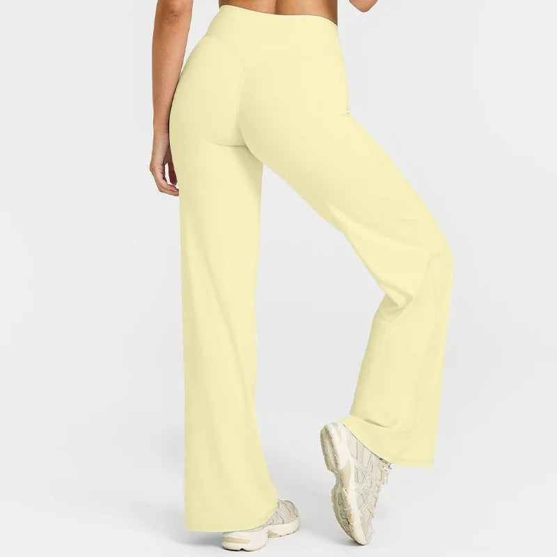 NCLAGEN Straight-Leg Pants Ultra Soft Butter Fabric Women's Mid-Waist Yoga Pants GYM Naked Feel Pilates Running Sport Trousers