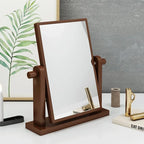 Dresser Vanity Makeup Mirror with Wood Stand, 360 Degree Rotating Compact Cosmetic Mirror, Portable Counter-top Mirror Bath Gift