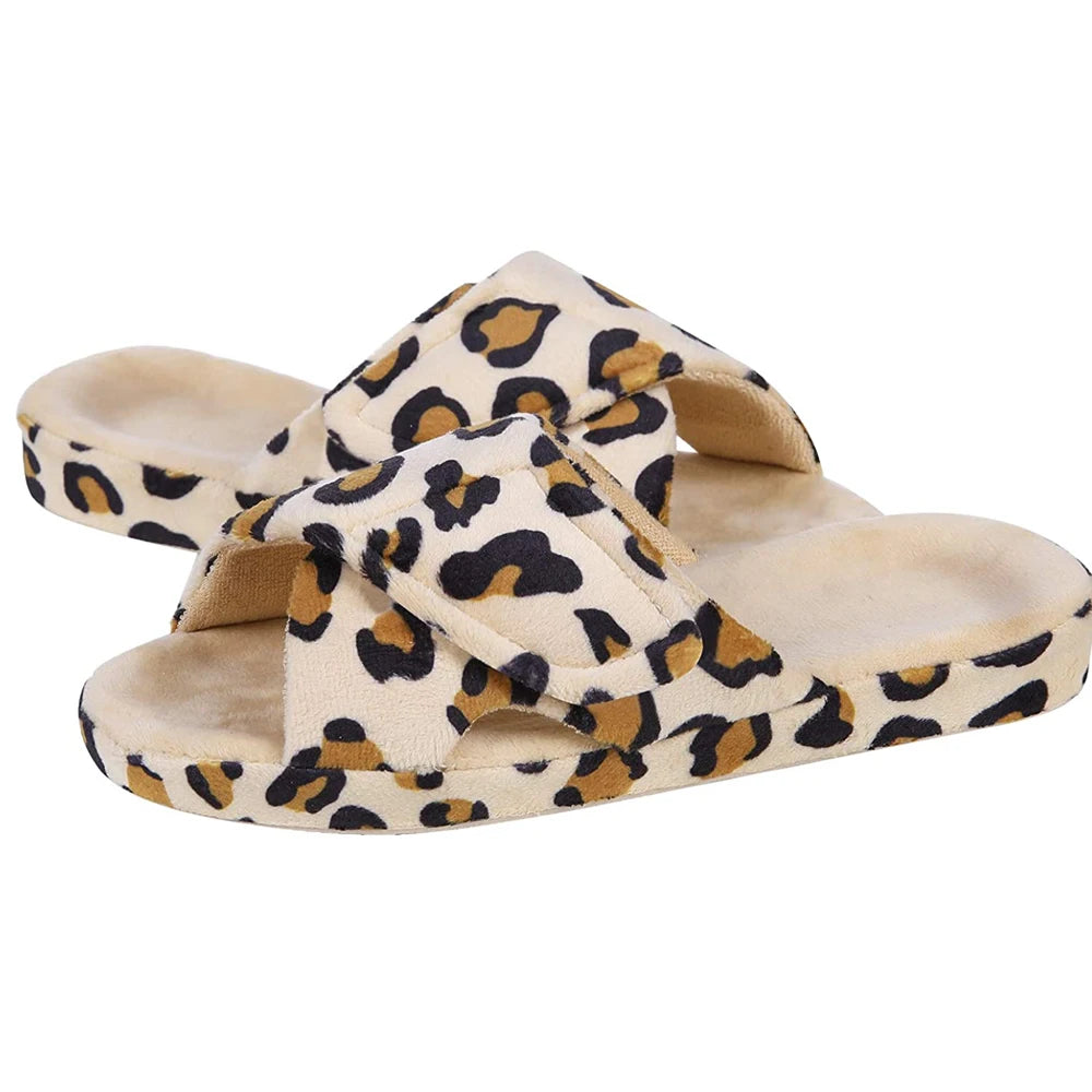 Litfun Four Seasons Cotton Slippers For Women Casual Flat Slippers With Adjustable Straps Female Breathable Soft Cozy Home Shoes