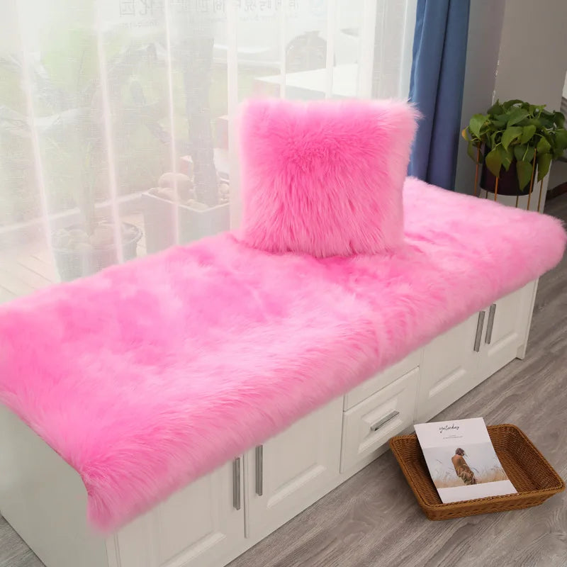 Luxury Faux Sheepskin Carpet Modern Living Room Home Decor Imitation Wool Mat Balcony Window Cushion Kids Bedroom Rug White Gray