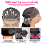 Straight 250 Density Real Full Lace Human Hair Wig Brazilian Pre Plucked 360 HD Full Lace Invisible Strap Snug Fit Wig For Women