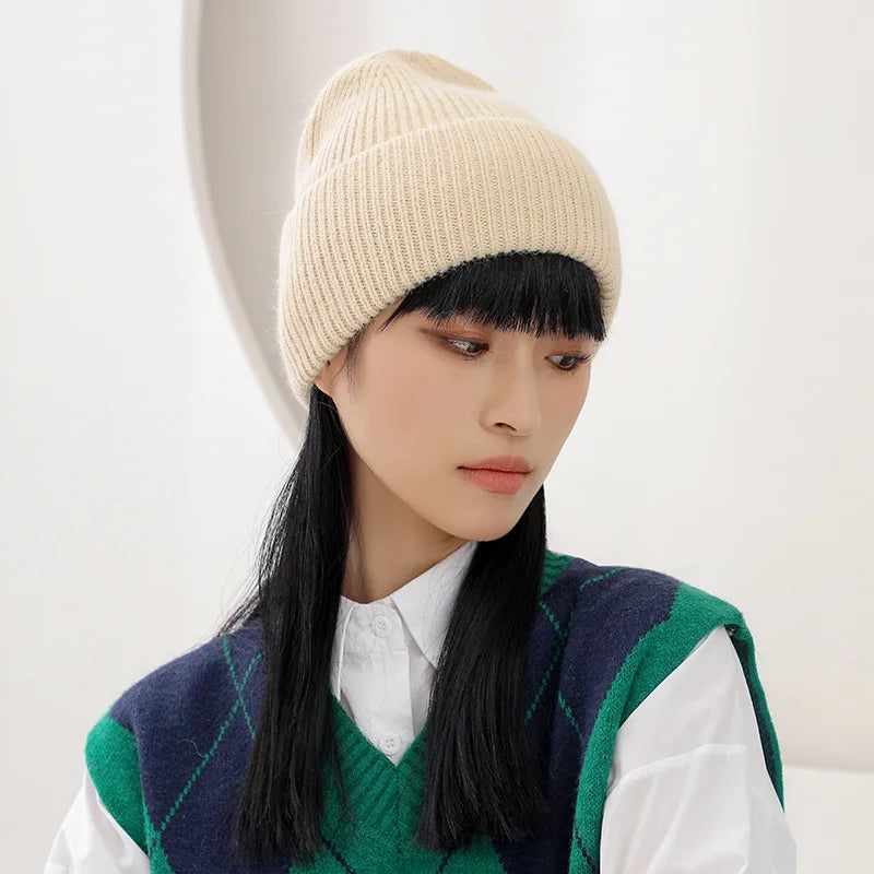Women Winter Hat Real Rabbit Fur Winter Hats For Women Fashion Warm Beanie Hats Women Solid Adult Cover Head Cap Secondary image