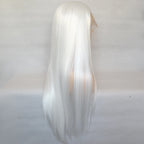 Voguequeen Platinum Blonde Synthetic Lace Front Wigs Silky Straight Heat Resistant Fiber Daily Wear For Women