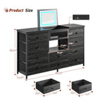 Modern 10-Drawer Dresser with Mirror & RGB LED Lights, 55" Wide Fabric Chest with USB Charging for Bedroom Vanity, Hallway