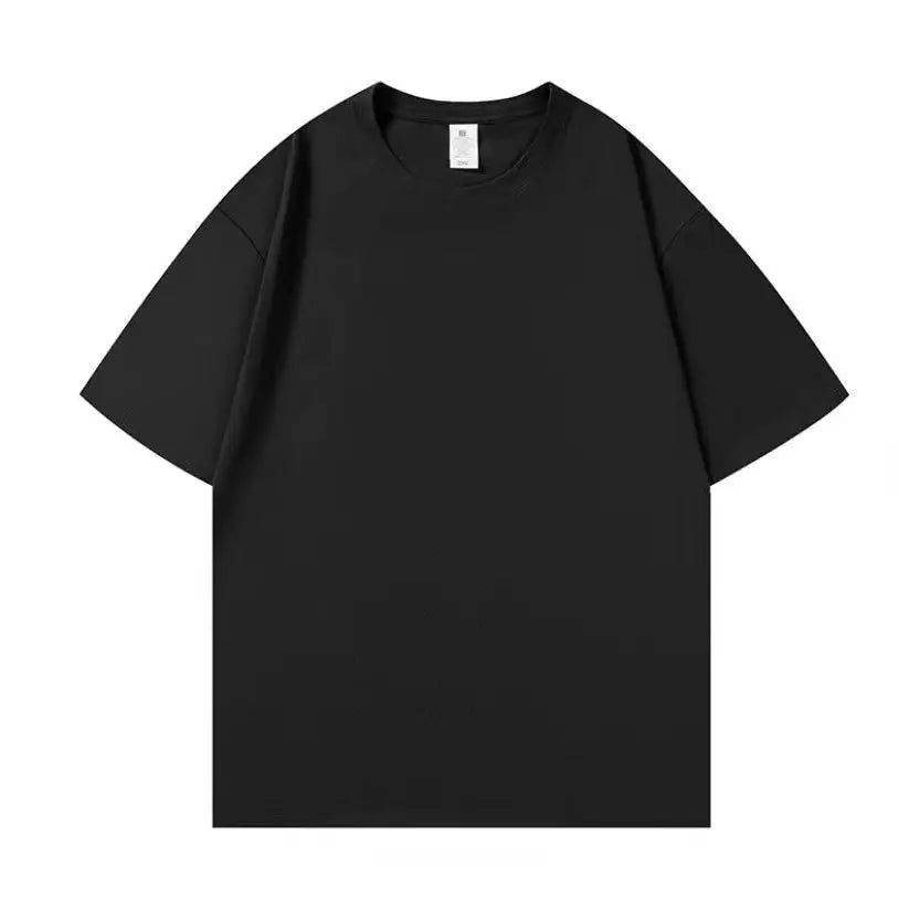 Heavyweight Impermeable 300g Carbon Matte Pure Cotton Thick Short Sleeved T-shirt Men and Women Pure White Simple Base Shirt