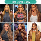 Highlight 13x6 Hd Lace Frontal Wig Human Hair Body Wave  Honey Blonde Brown Human Hair Wig P4/27 Colored Wig