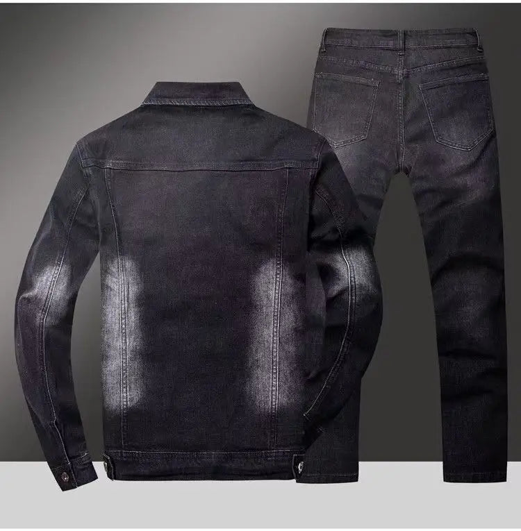 Spring Autumn Men's Denim Suit Loose Korean Trendy Two-Piece Versatile Outerwear Casual Jacket Denim sets